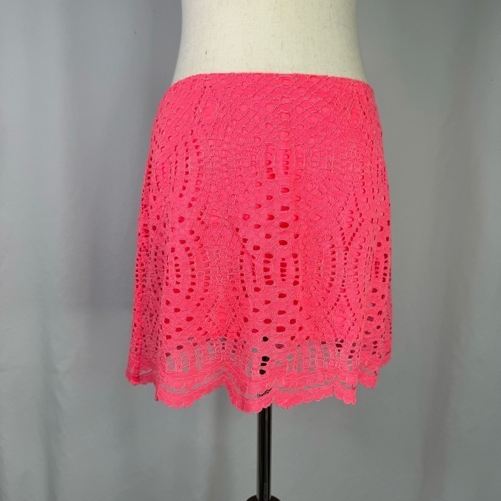 Lilly Pulitzer Lace Alice Skort hot pink mini skirt with attached satin shorts 4